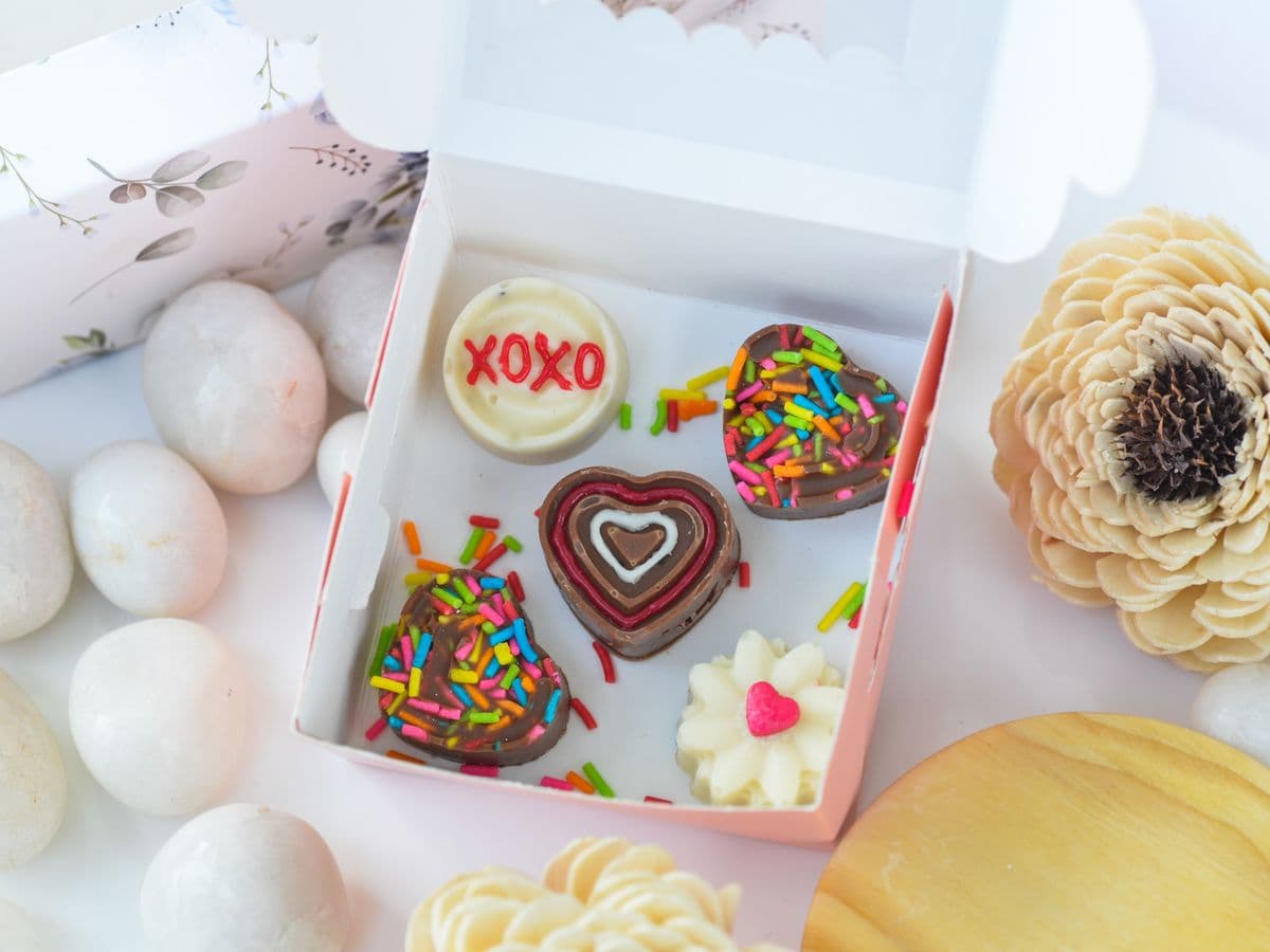 Caixa coração com bombons